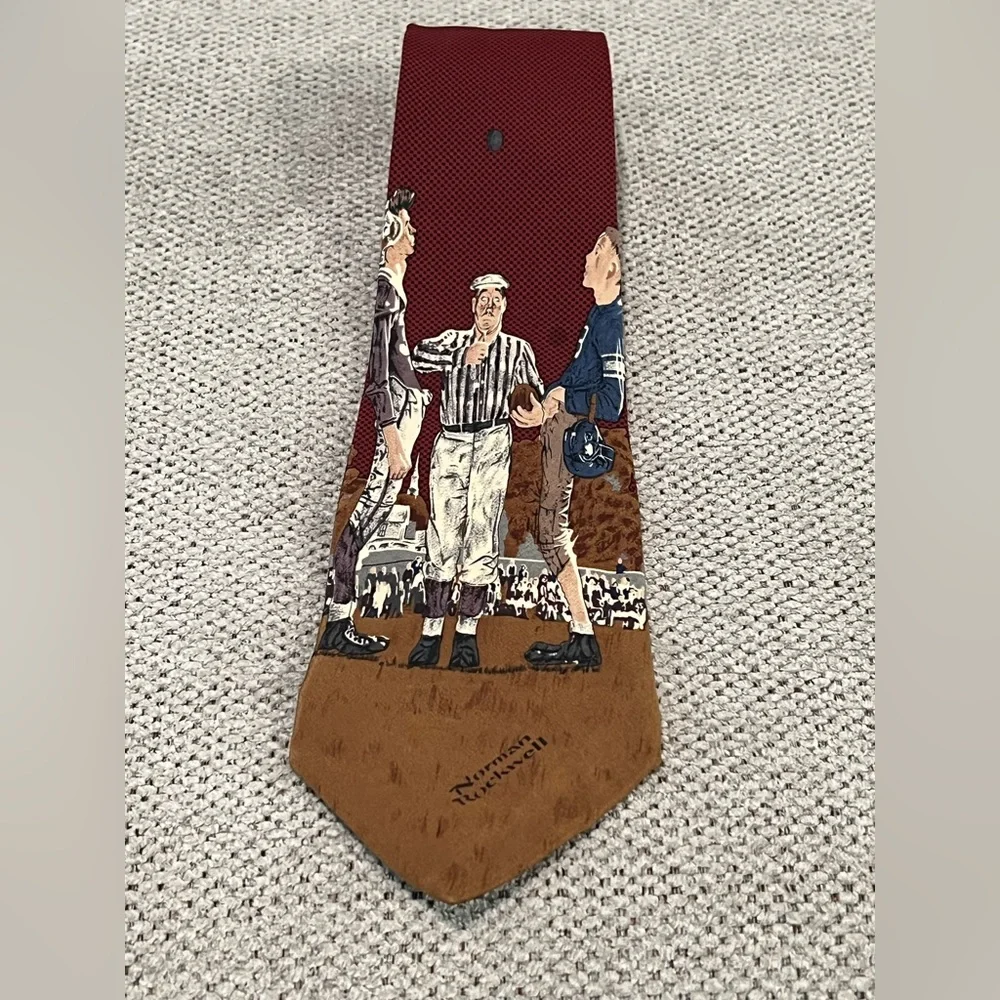 Vintage 1994 Norman Rockwell Football Coin‎ Flip Men’s Neck Tie